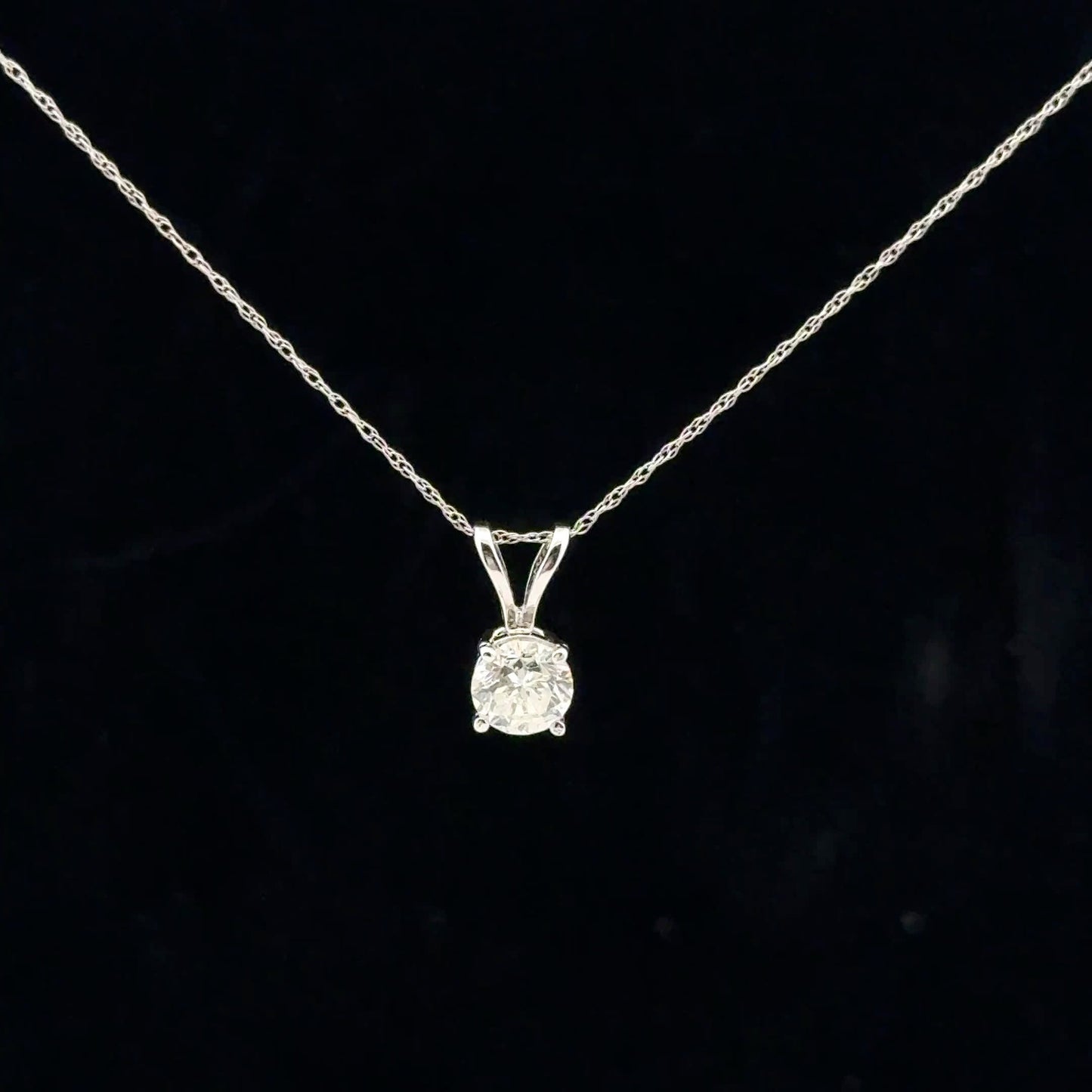0.75ct F/SI2 Solitaire Necklace - 14KW - Natural Diamond - 53163