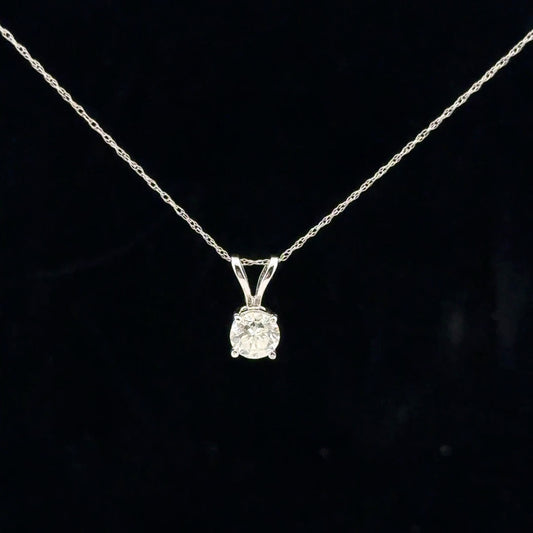 0.75ct F/SI2 Solitaire Necklace - 14KW - Natural Diamond - 53163