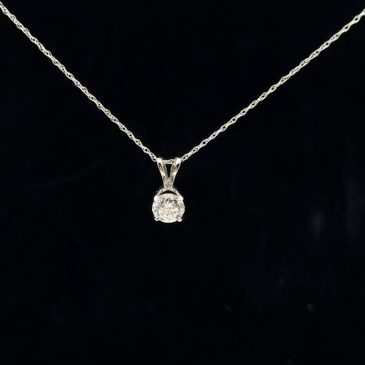 0.62ct G/SI2 Solitaire Necklace - 14KW - Natural Diamond - 53165