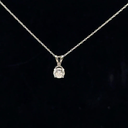 0.62ct G/SI2 Solitaire Necklace - 14KW - Natural Diamond - 53165