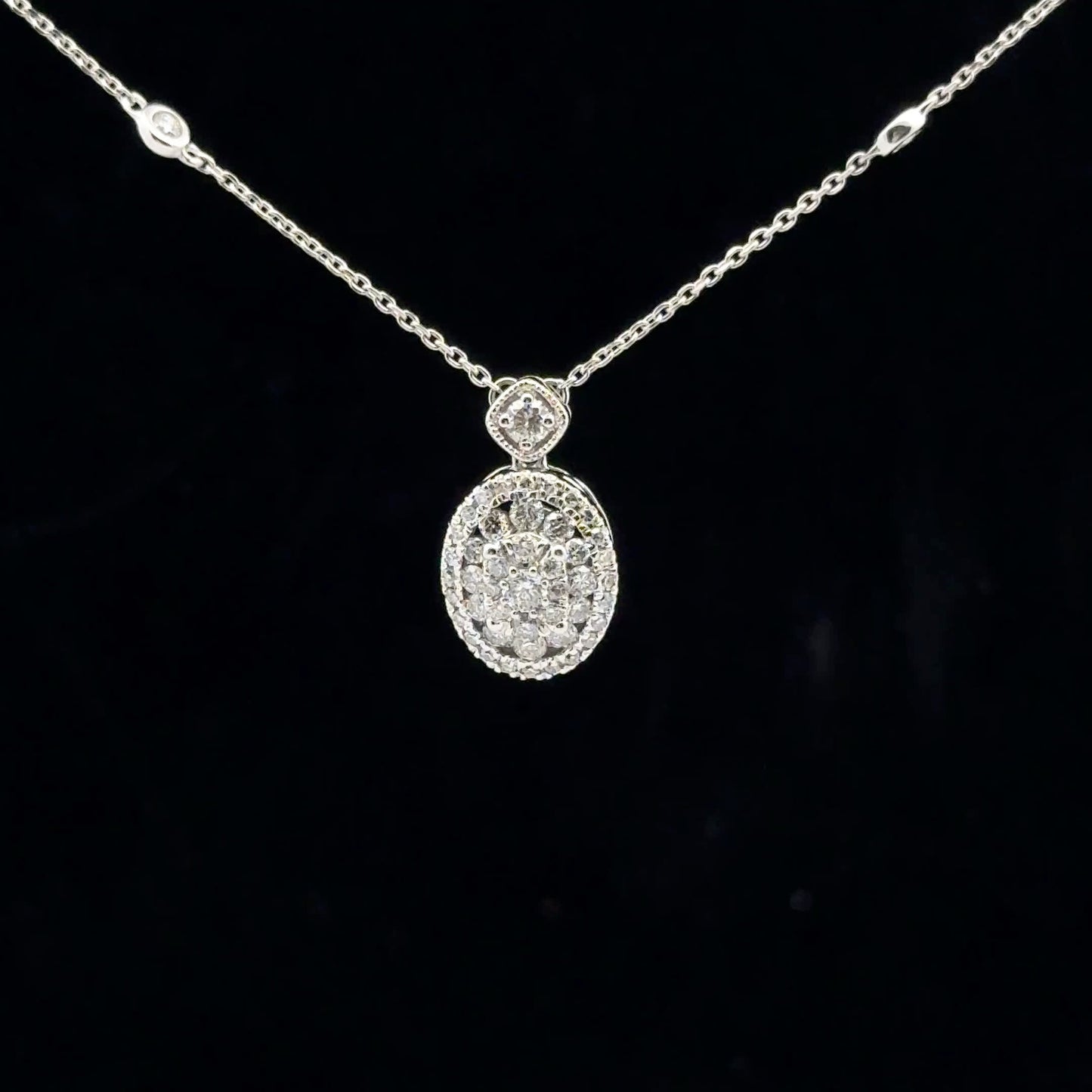 0.75ctw G/SI2 Oval Lane Pendant - 10KW - Natural Diamond - 53178