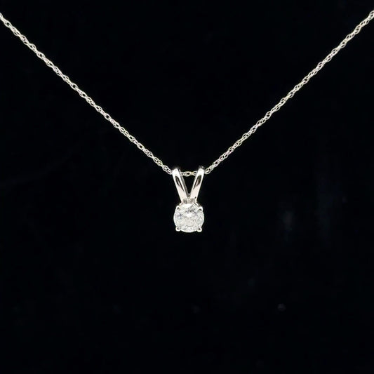 0.50ct G/I1 Solitaire Necklace - 10KW - Natural Diamond - 53181