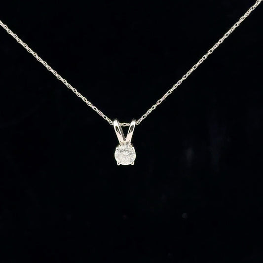0.50ct H/I1 Solitaire Necklace - 10KW - Natural Diamond - 53182