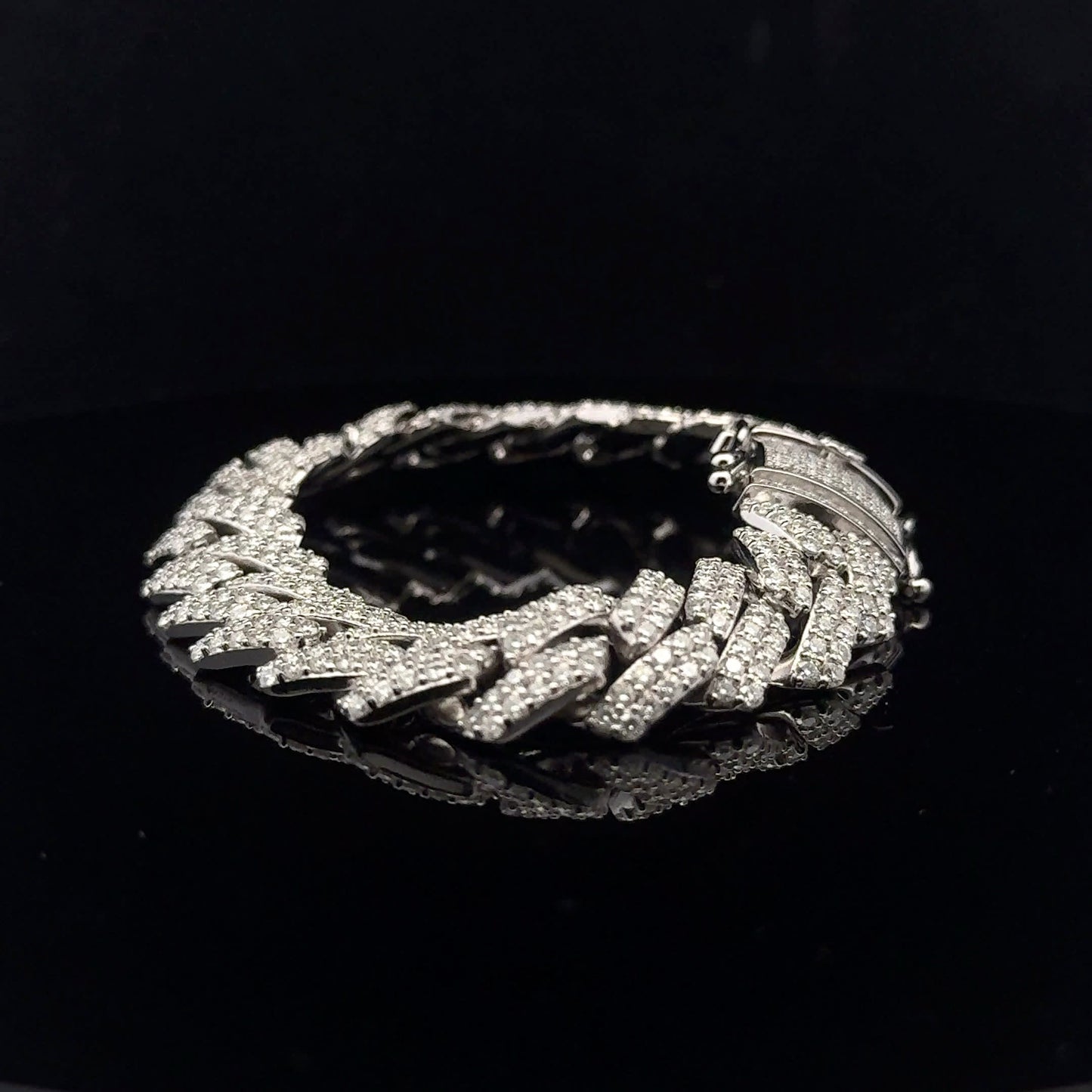 Square Cuban Bracelet 9.02ctw 14mm 8" - 925S - Moissanite - 53203