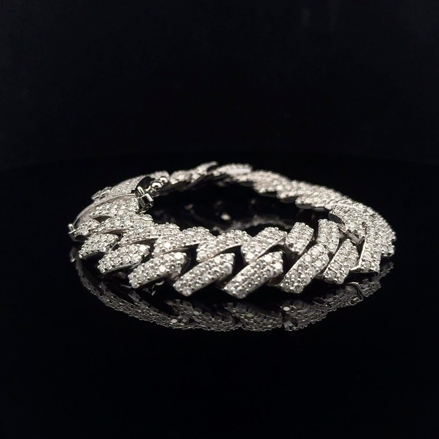 Square Cuban Bracelet 9.02ctw 14mm 8" - 925S - Moissanite - 53203