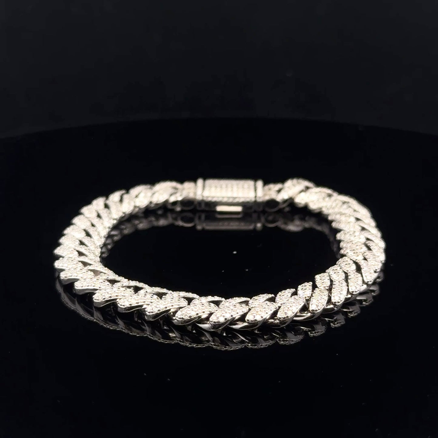 Mini cuban bracelet 4.29ctw 8mm 7" - 925S - Moissanite - 53206