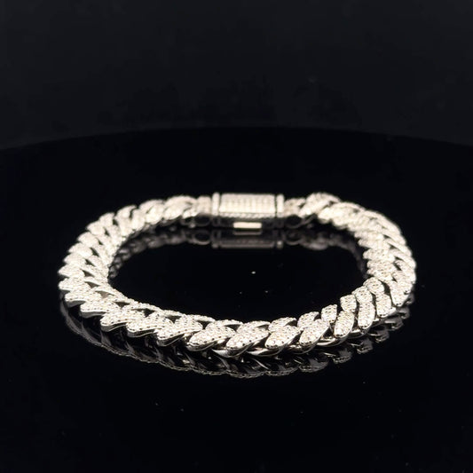 Mini cuban bracelet 4.29ctw 8mm 7" - 925S - Moissanite - 53206