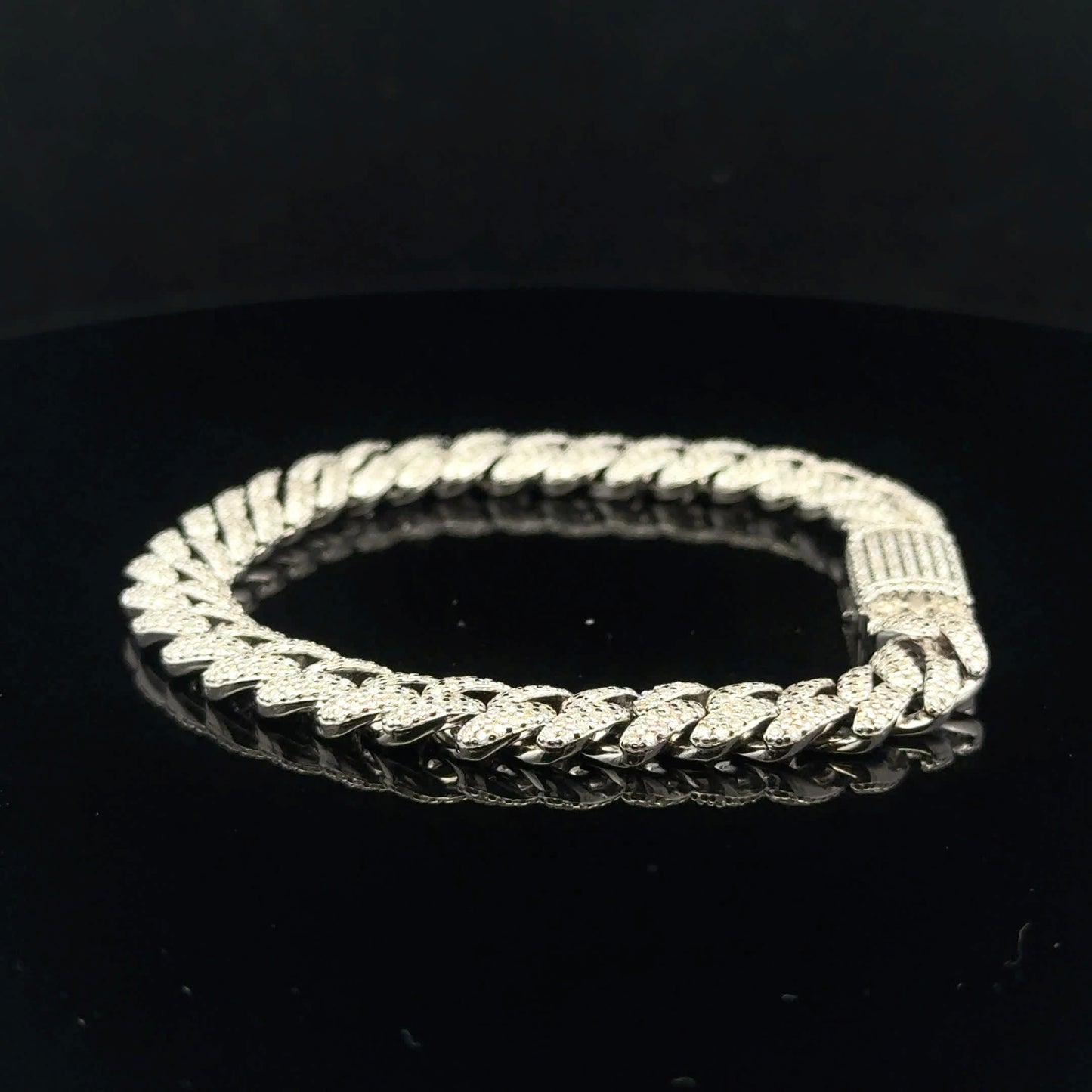 Mini cuban bracelet 4.29ctw 8mm 7" - 925S - Moissanite - 53206