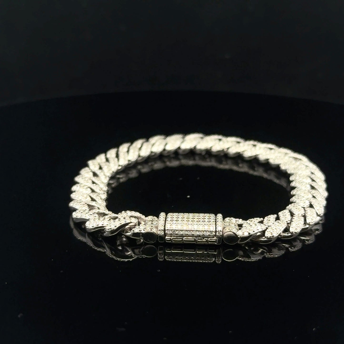 Mini cuban bracelet 4.29ctw 8mm 7" - 925S - Moissanite - 53206