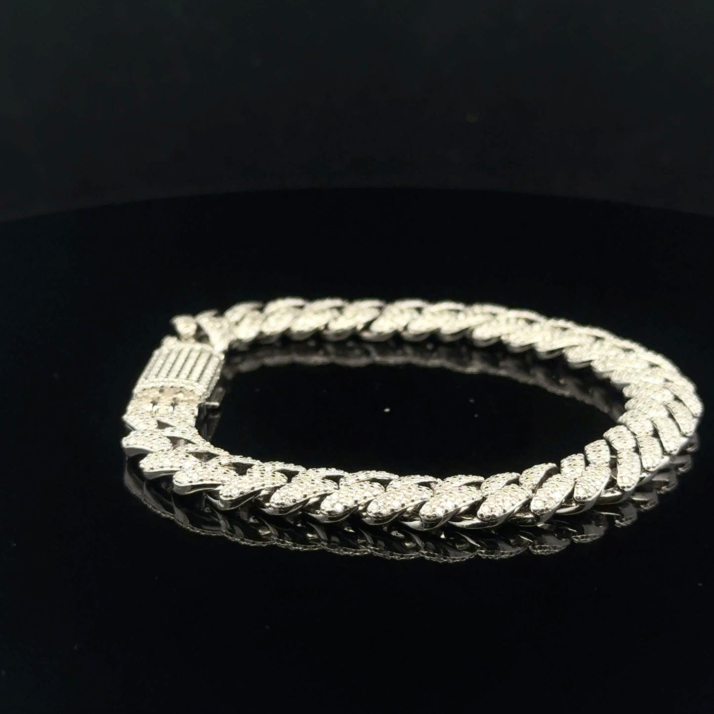 Mini cuban bracelet 4.29ctw 8mm 7" - 925S - Moissanite - 53206