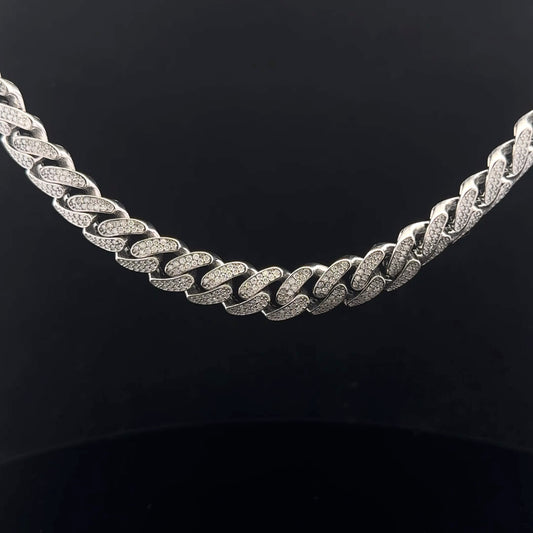 Cuban Chain Necklace 9.68ctw 11mm 20" - 925S - Moissanite - 53208