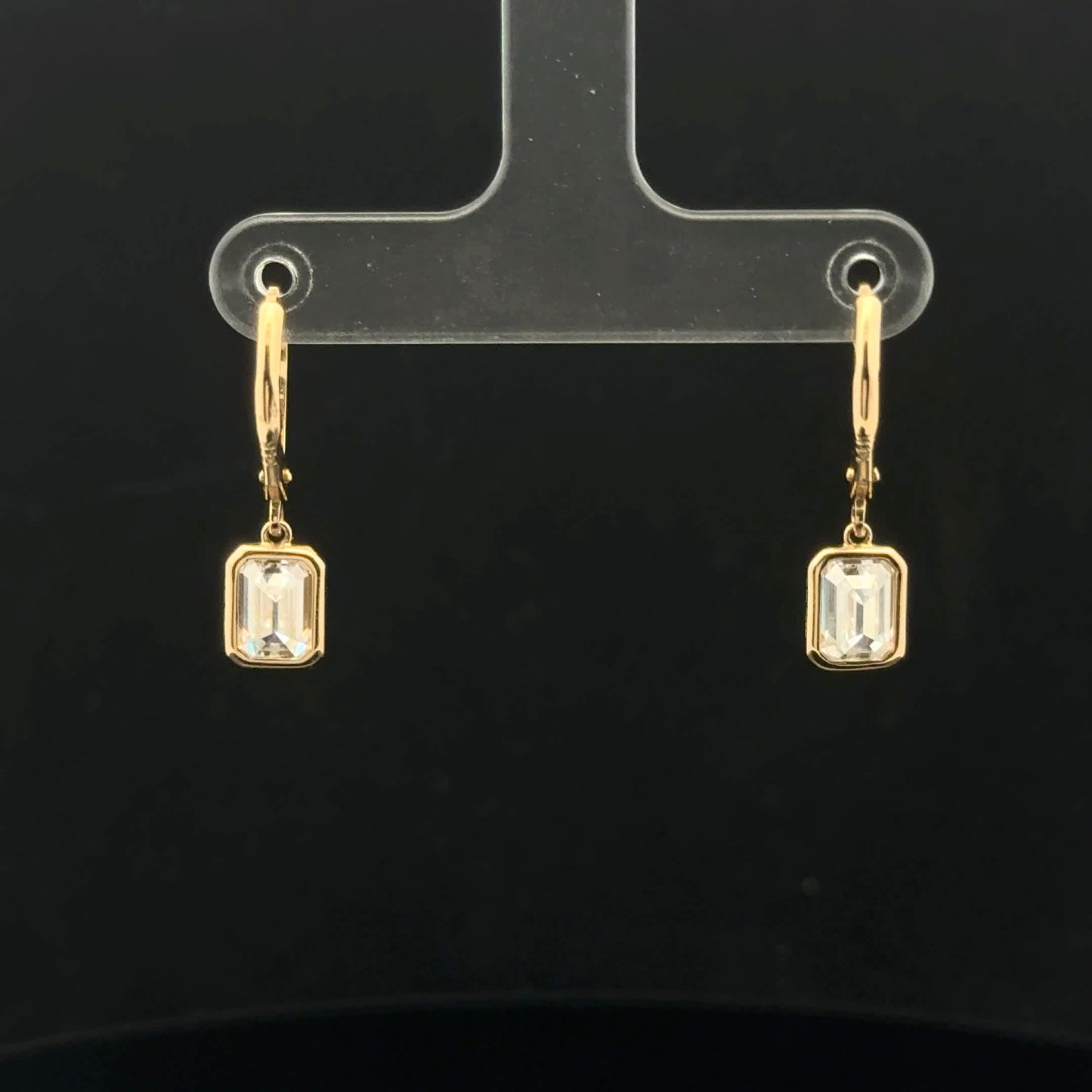 2ctw 1ct each D/VVS1 Emerald Leverback - 14KY - Moissanite - 53194