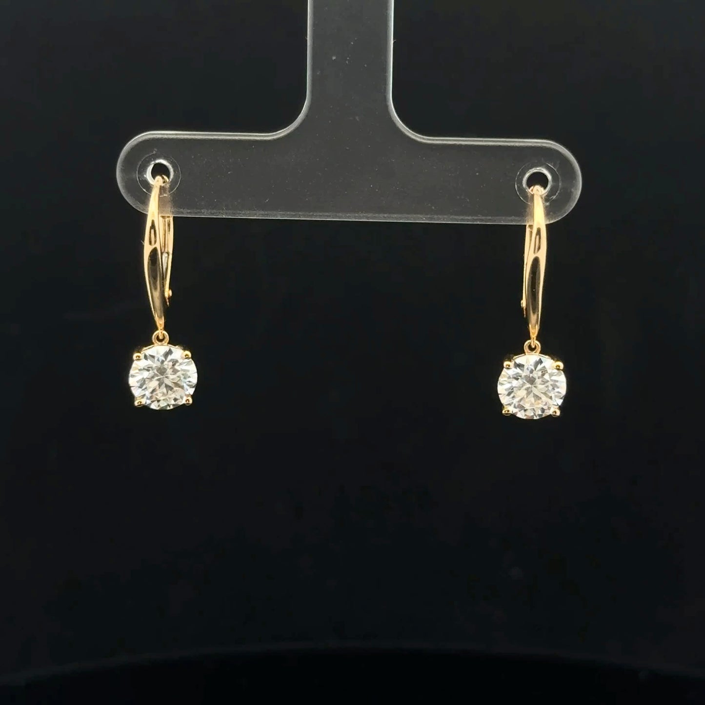 2ctw 1ct each D/VVS1 Round Leverback - 14KY - Moissanite - 53195
