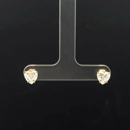 2ctw 1ct each D/VVS1 Heart Studs - 14KY - Moissanite - 53196