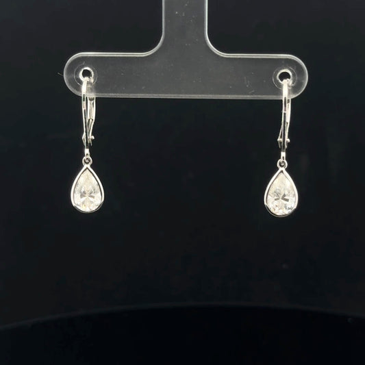 2ctw 1ct each D/VVS1 Pear Leverback - 14KW - Moissanite - 53197