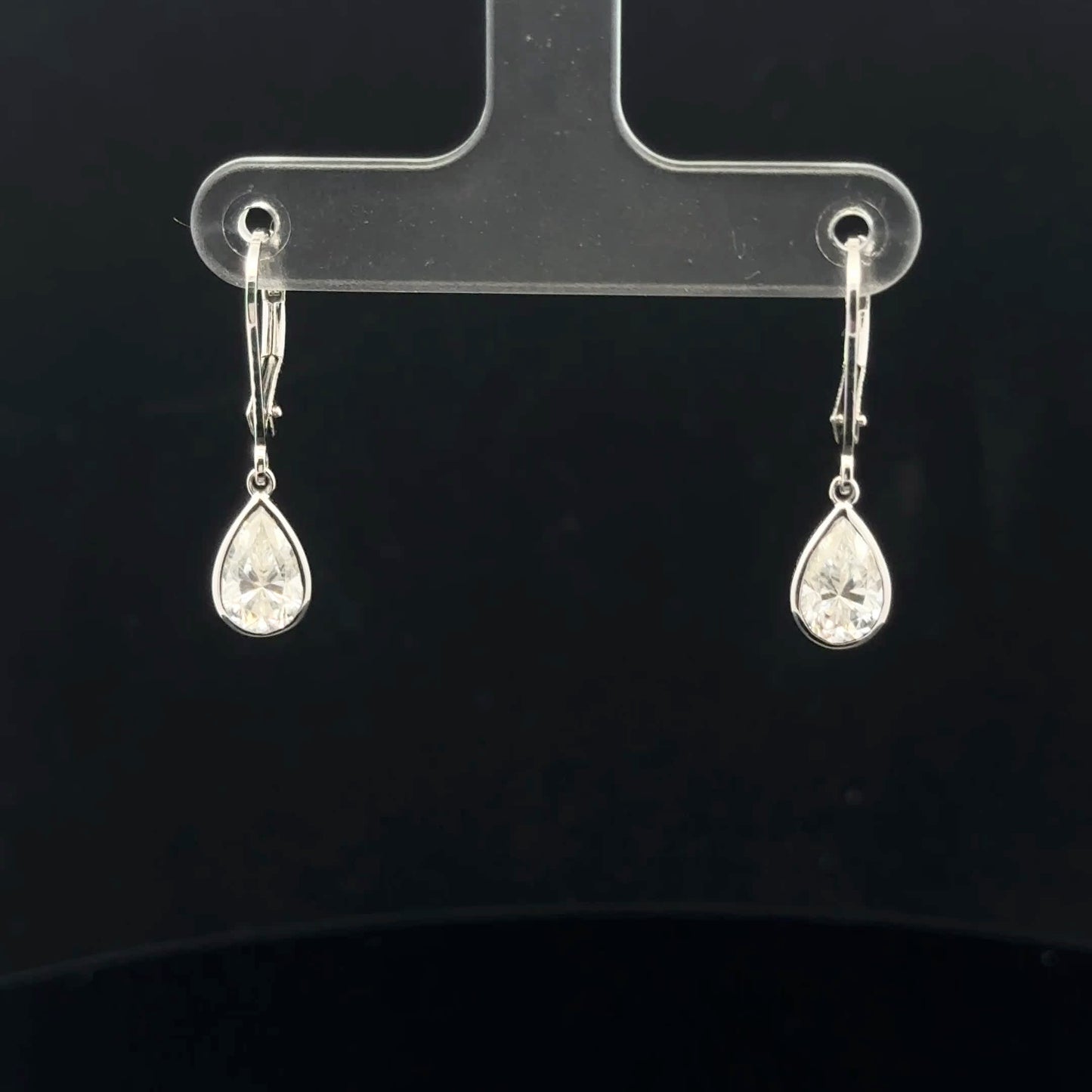 2ctw 1ct each D/VVS1 Pear Leverback - 14KW - Moissanite - 53197