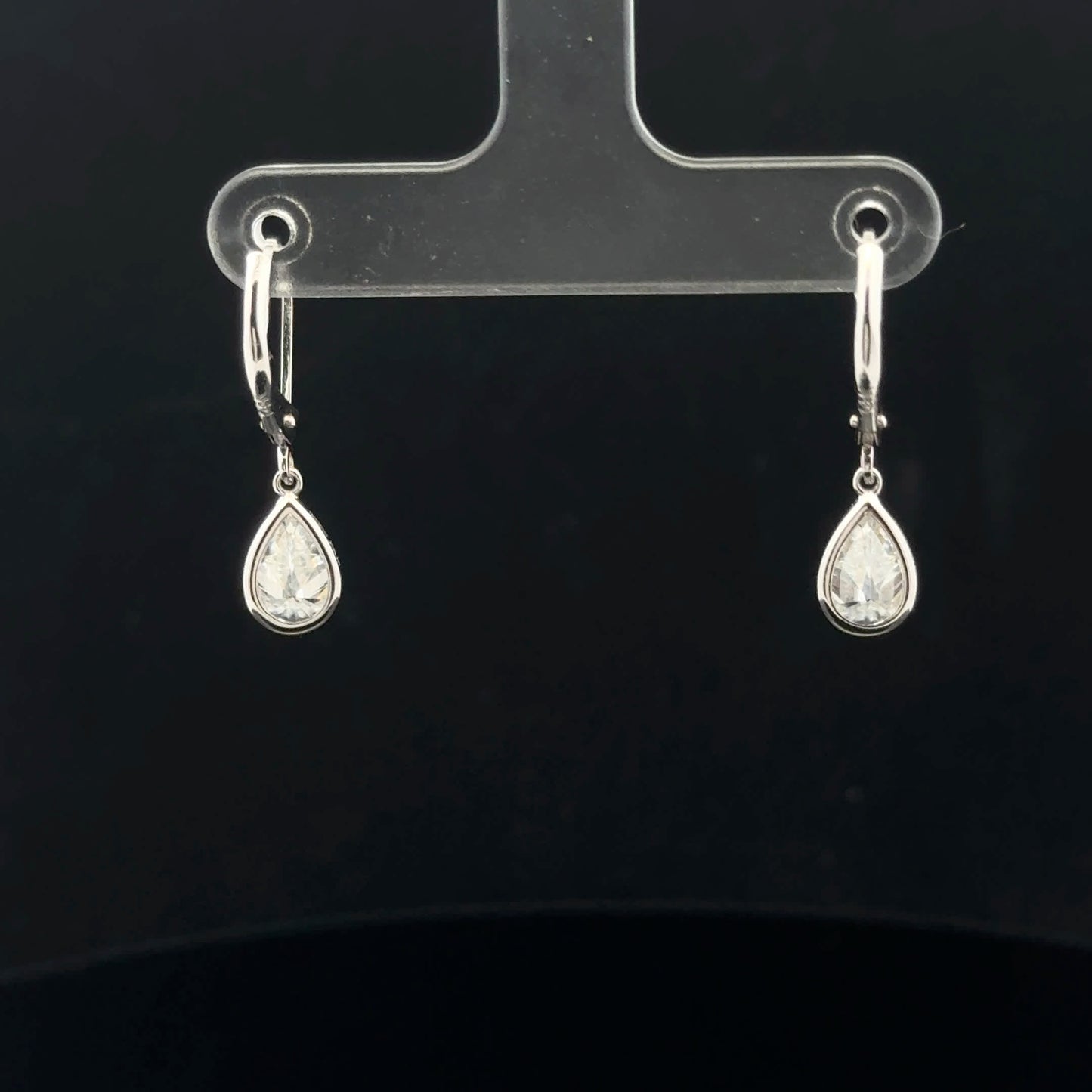 2ctw 1ct each D/VVS1 Pear Leverback - 14KW - Moissanite - 53197