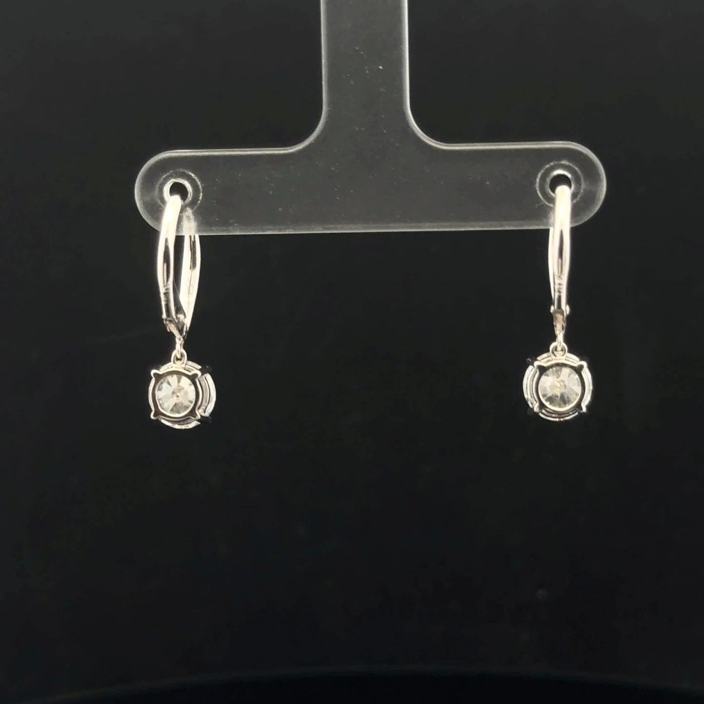 2ctw 1ct each D/VVS1 Round Leverback - 14KW - Moissanite - 53198