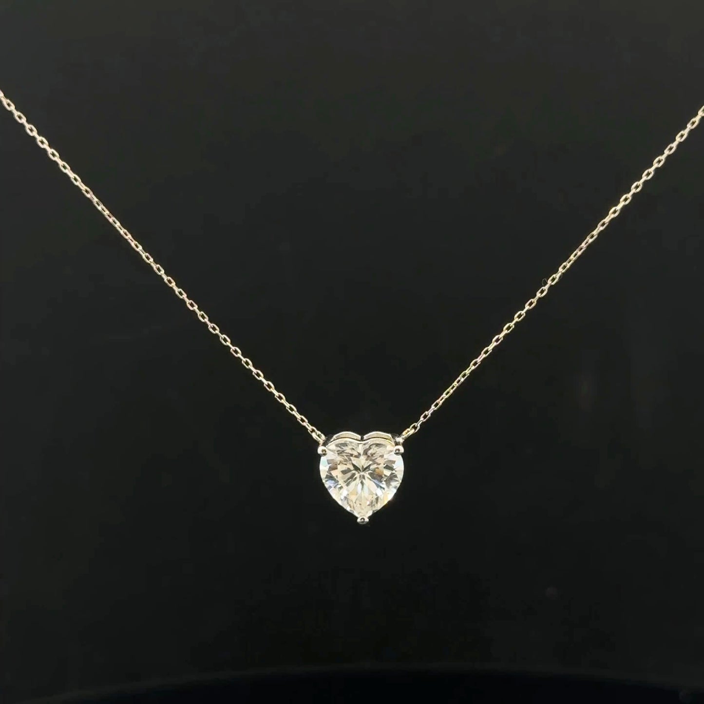2ct. D/VVS1 Heart Necklace - 14KW - Moissanite - 53231