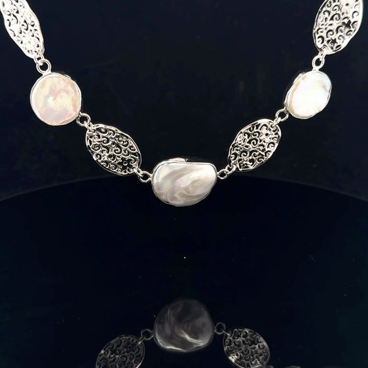 Modern necklace Mediterranean Collection - 925S - Pearl - 53276