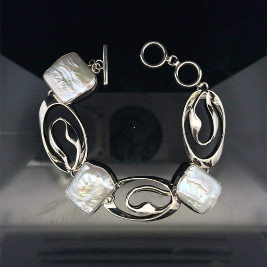 Oval bracelet Mediterranean Collection - 925S - Pearl - 53273