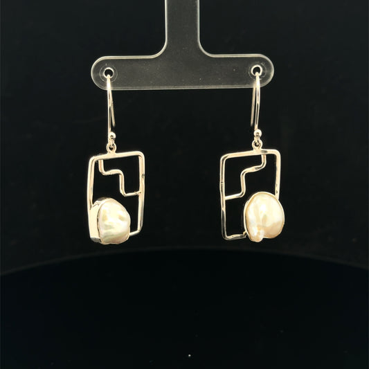 Square earring Mediterranean Collection - 925S - Pearl - 53272