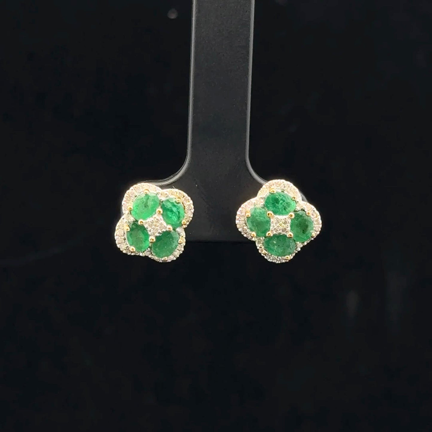 0.18ctw Diamond Four Clover Emerald - 10KY - Natural - 53333