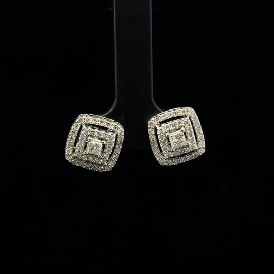 1.00ctw 0.20ct G/SI2 Princess Double Halo - 10KW - Natural Diamond - 53342