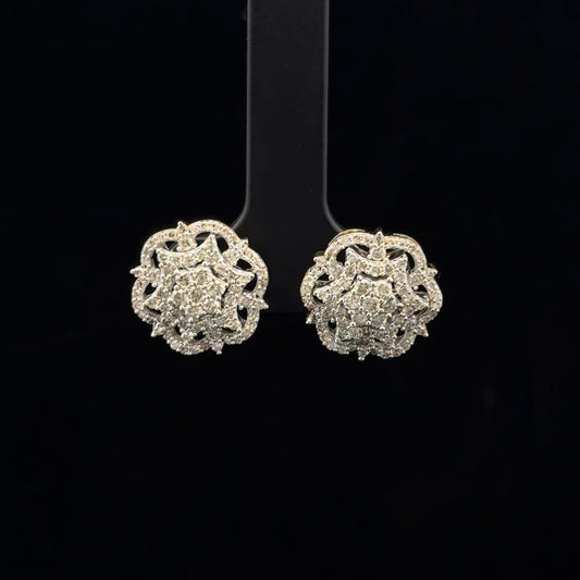 1.00ctw H/SI2 Flower Snow Earrings - 10KY - Natural Diamond - 53344