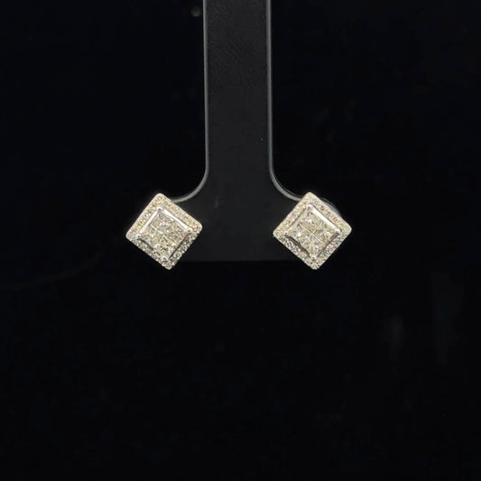 0.50ctw G/SI1 Princess Halo Studs - 10KW - Natural Diamond - 53345