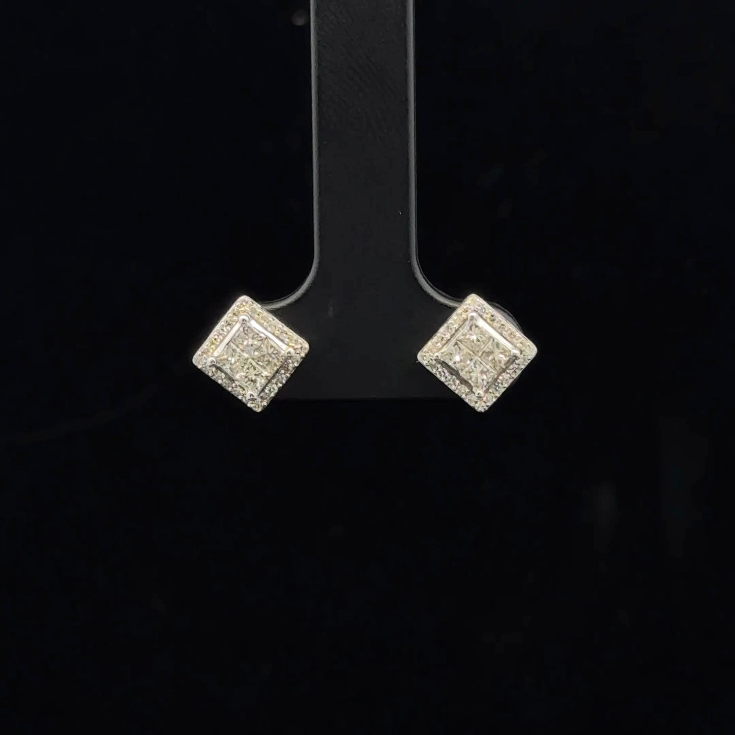 0.50ctw G/SI1 Princess Halo Studs - 10KW - Natural Diamond - 53345