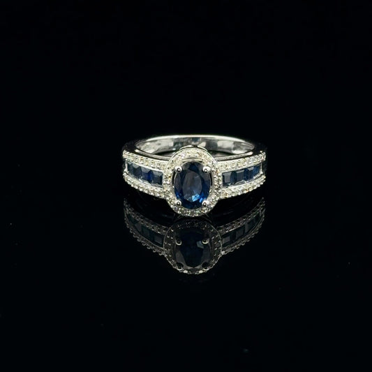 0.25ctw Diamond 1ctw 0.75ct Sapp - 14KW - Natural - 53399