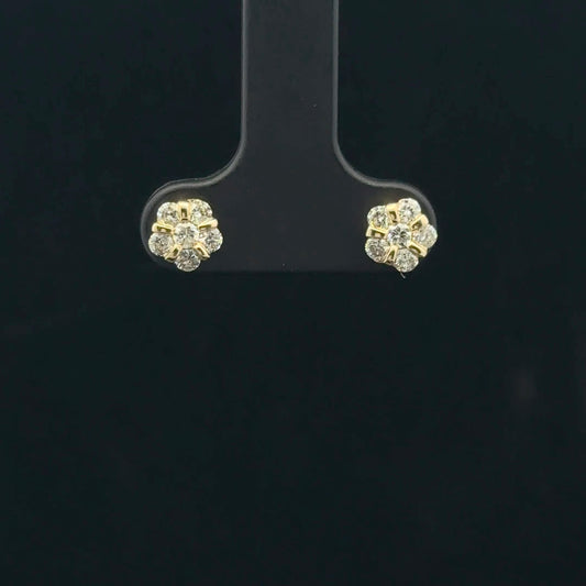 0.44ctw G/Si1 Flower Studs - 14KY - Natural Diamond - 53372