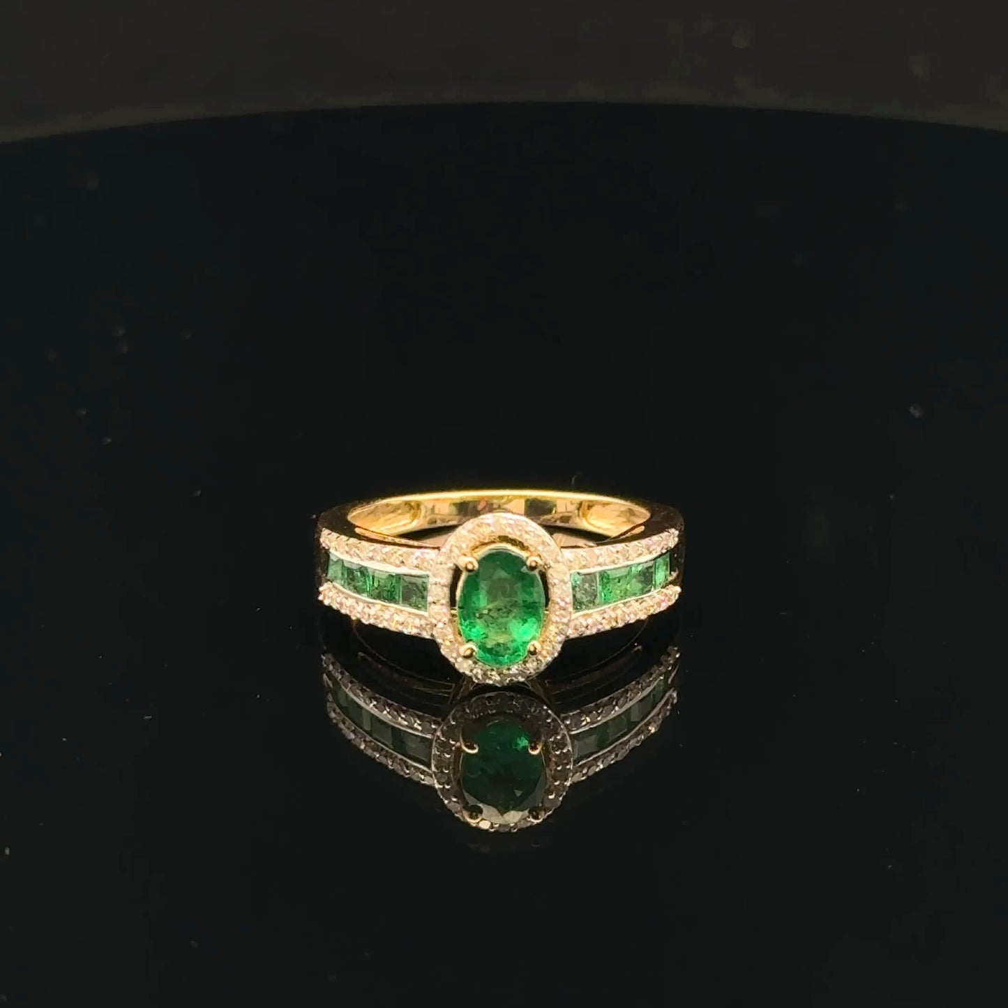 0.25ctw Diamond 1ctw 0.75ct Emerald - 14KW - Natural - 53410