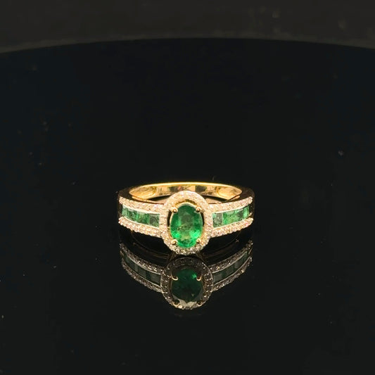 0.25ctw Diamond 1ctw 0.75ct Emerald - 14KW - Natural - 53410