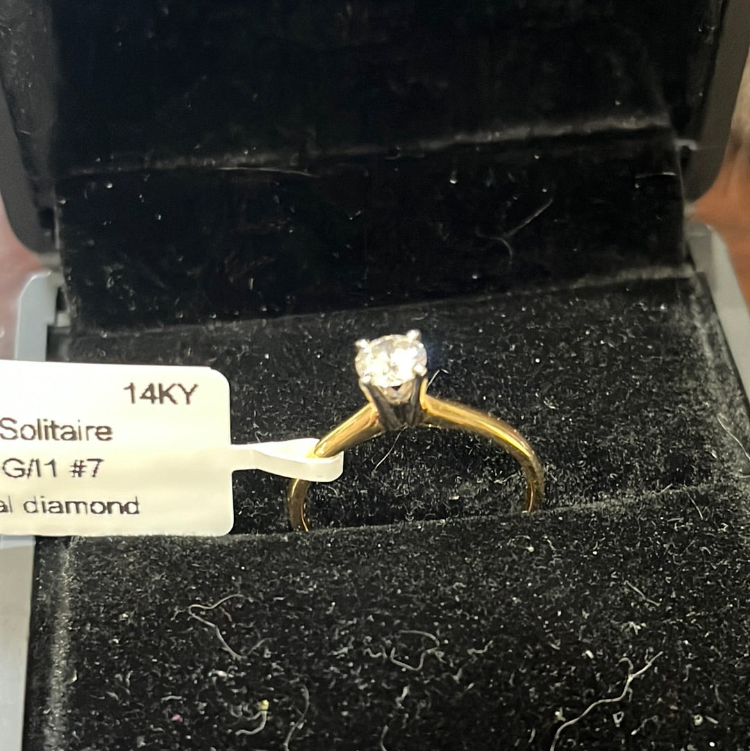 0.50ct Solitaire  - 14KY - 0.50ct G/I1 #7 - Natural diamond - 34458