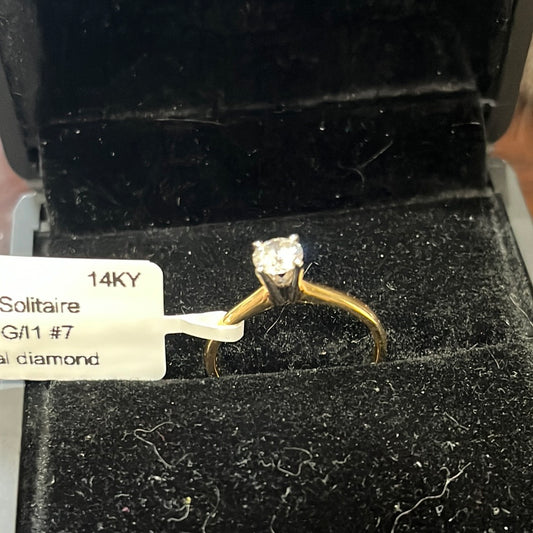 0.50ct Solitaire  - 14KY - 0.50ct G/I1 #7 - Natural diamond - 34458