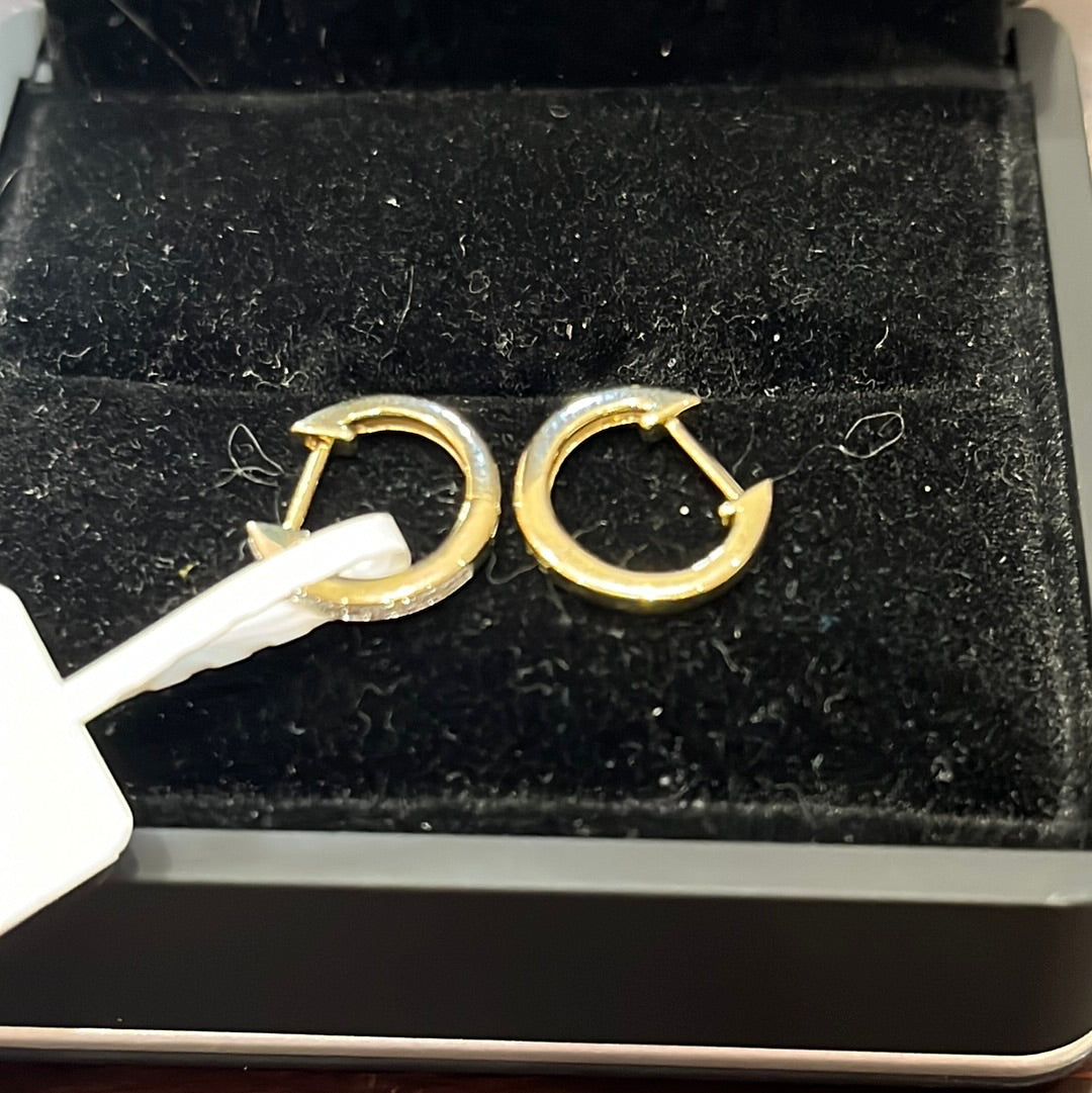 Simple hoop - 14KY - 0.10ctw H/SI1 - Natural diamond - 34373