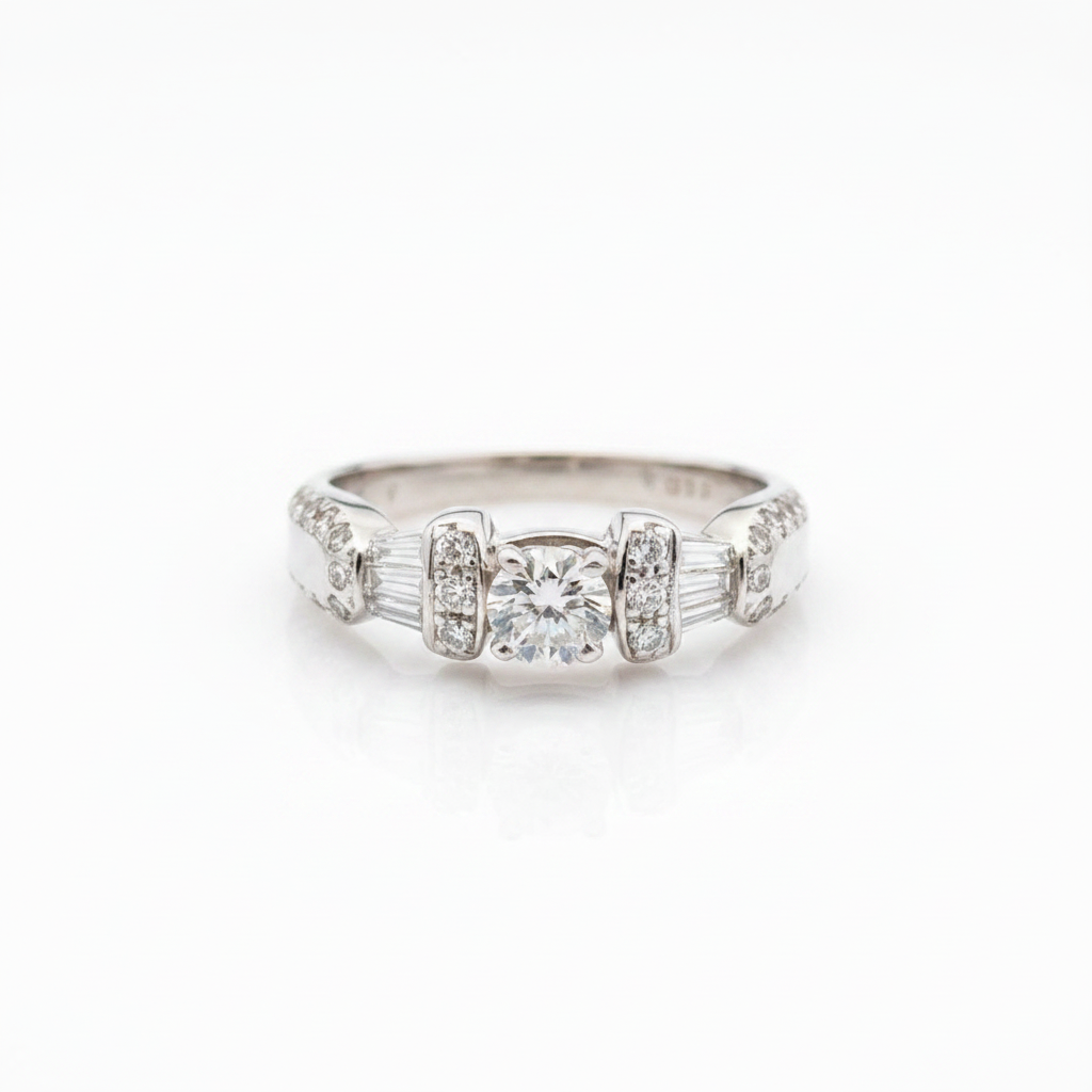 Vintage solitaire #7 - 0.77ctw 0.35ct F/SI2 - 14KW - Natural Diamond
