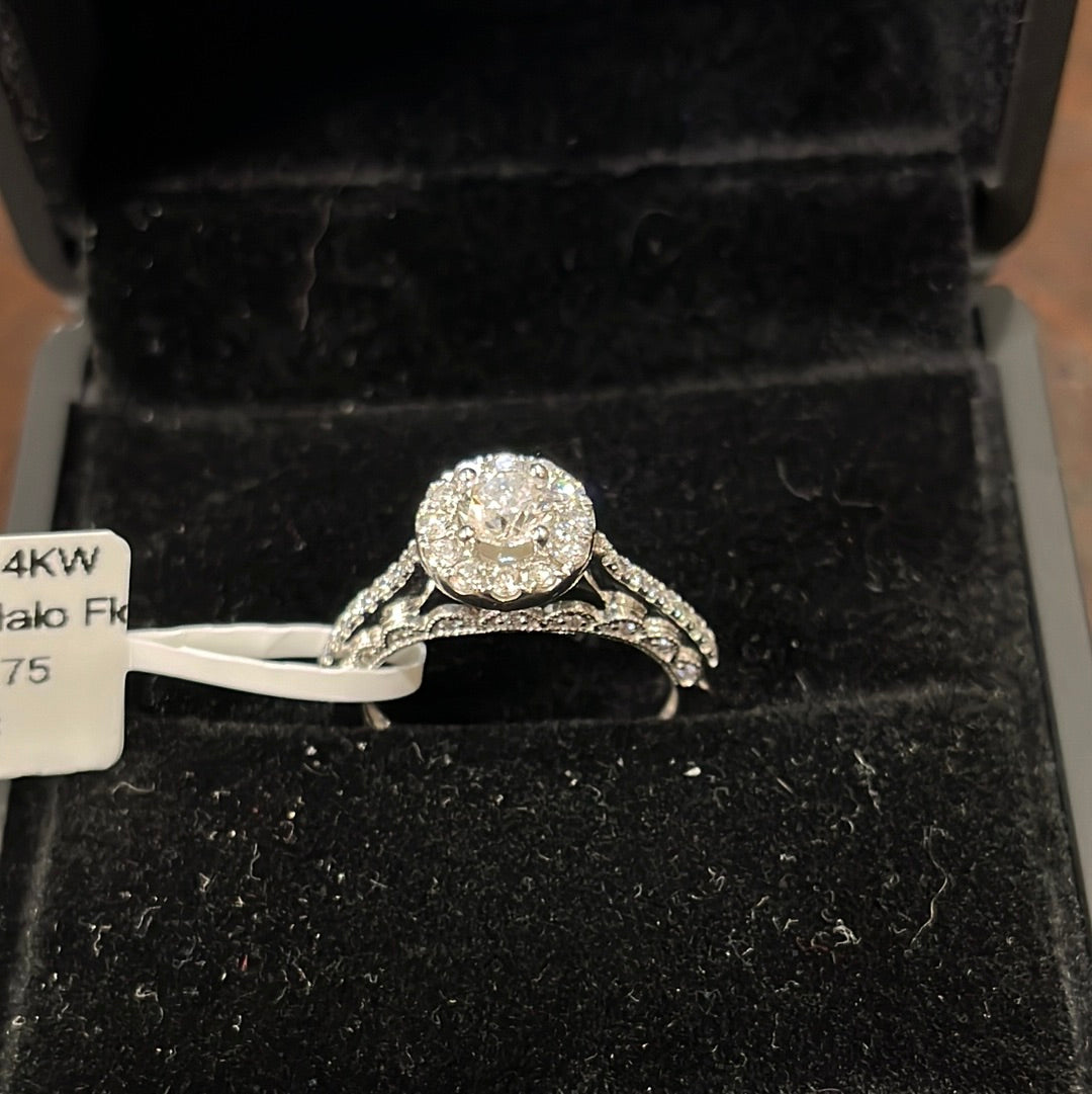 0.50ct Brilliant Halo Float - 14KW - 1.5ctw F/SI1 #6.75 - Natural diamond - 34235