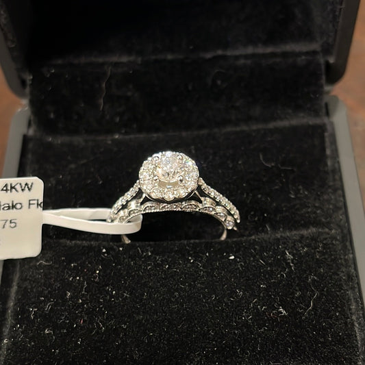 0.50ct Brilliant Halo Float - 14KW - 1.5ctw F/SI1 #6.75 - Natural diamond - 34235