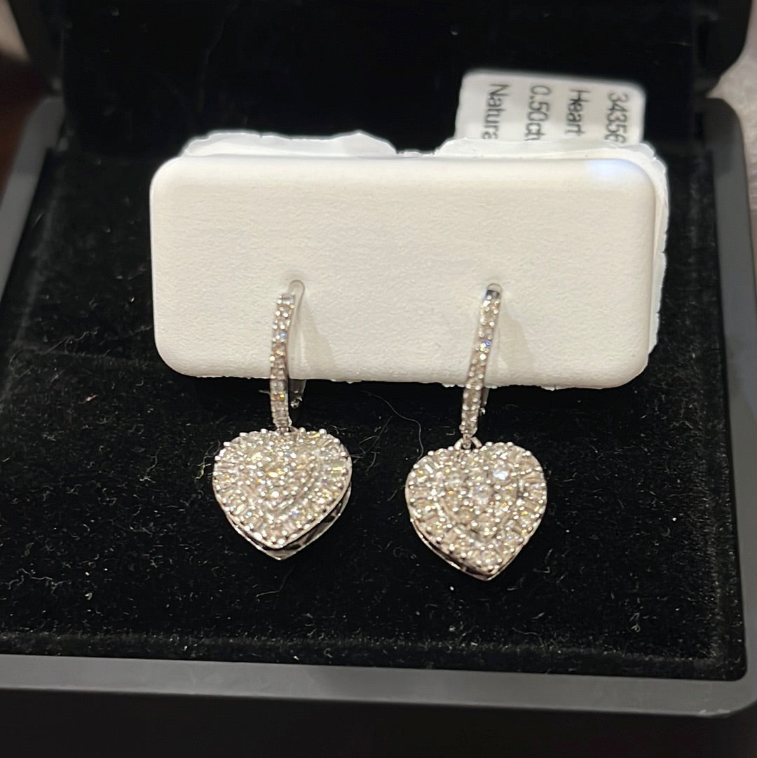 Heart earrings - 10KW - 0.50ctw H/SI2 - Natural diamond - 34355