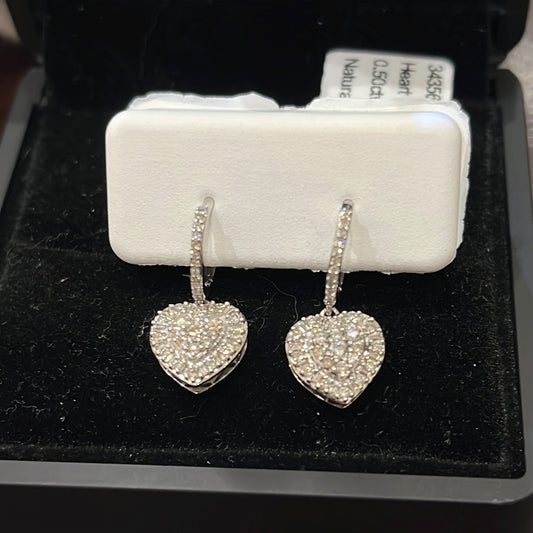 Heart earrings - 10KW - 0.50ctw H/SI2 - Natural diamond - 34355