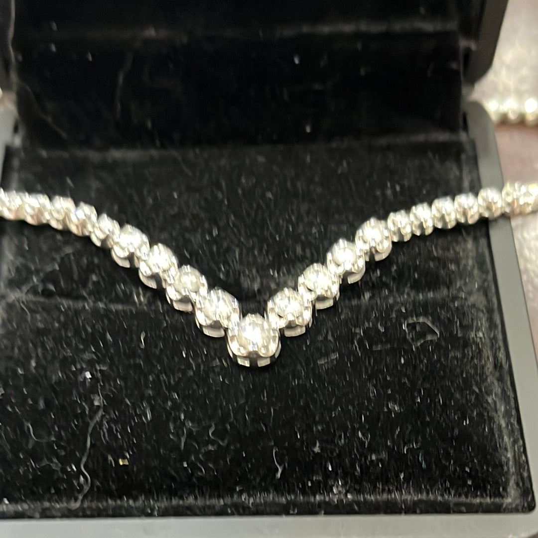 Tennis necklace - 10KW - 3ctw H/I1 - Natural diamond - 34368