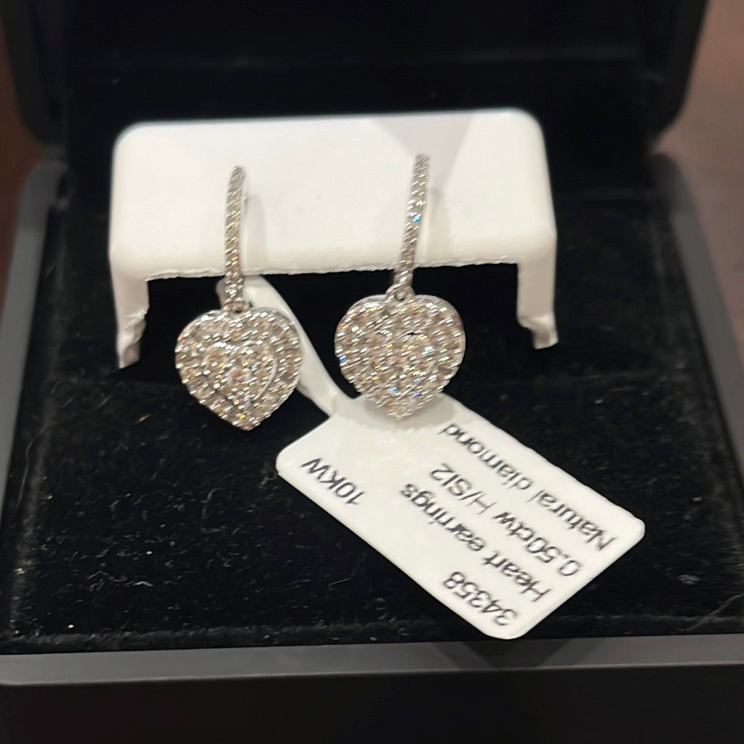 Heart earrings - 10KW - 0.50ctw H/SI2 - Natural diamond - 34357