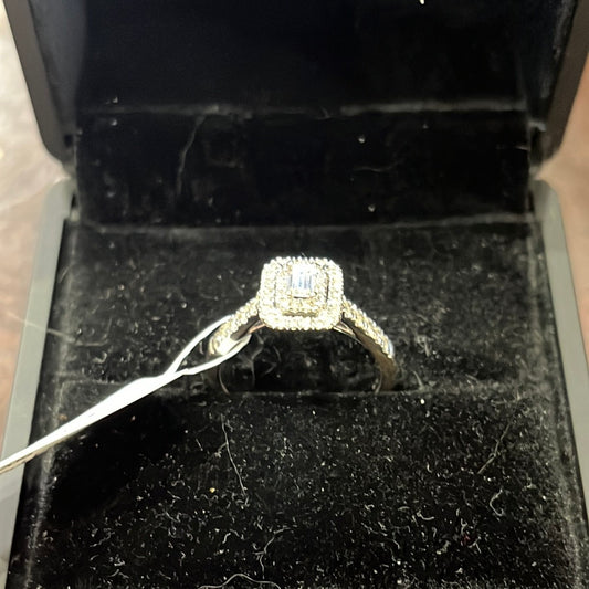 0.25ct Emerald cut - 14KW - 0.90ctw F/SI1 #7 - Natural diamond - 34209
