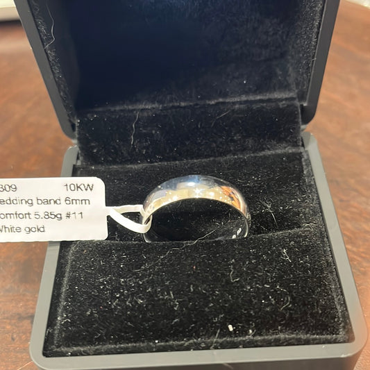 Wedding band 6mm - 10KW - Comfort 5.85g #11 - White gold - 34309
