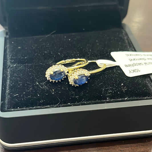 6x4 Natural sapphire - 10KY - 0.18ctw diamond - Natural diamond - 34421