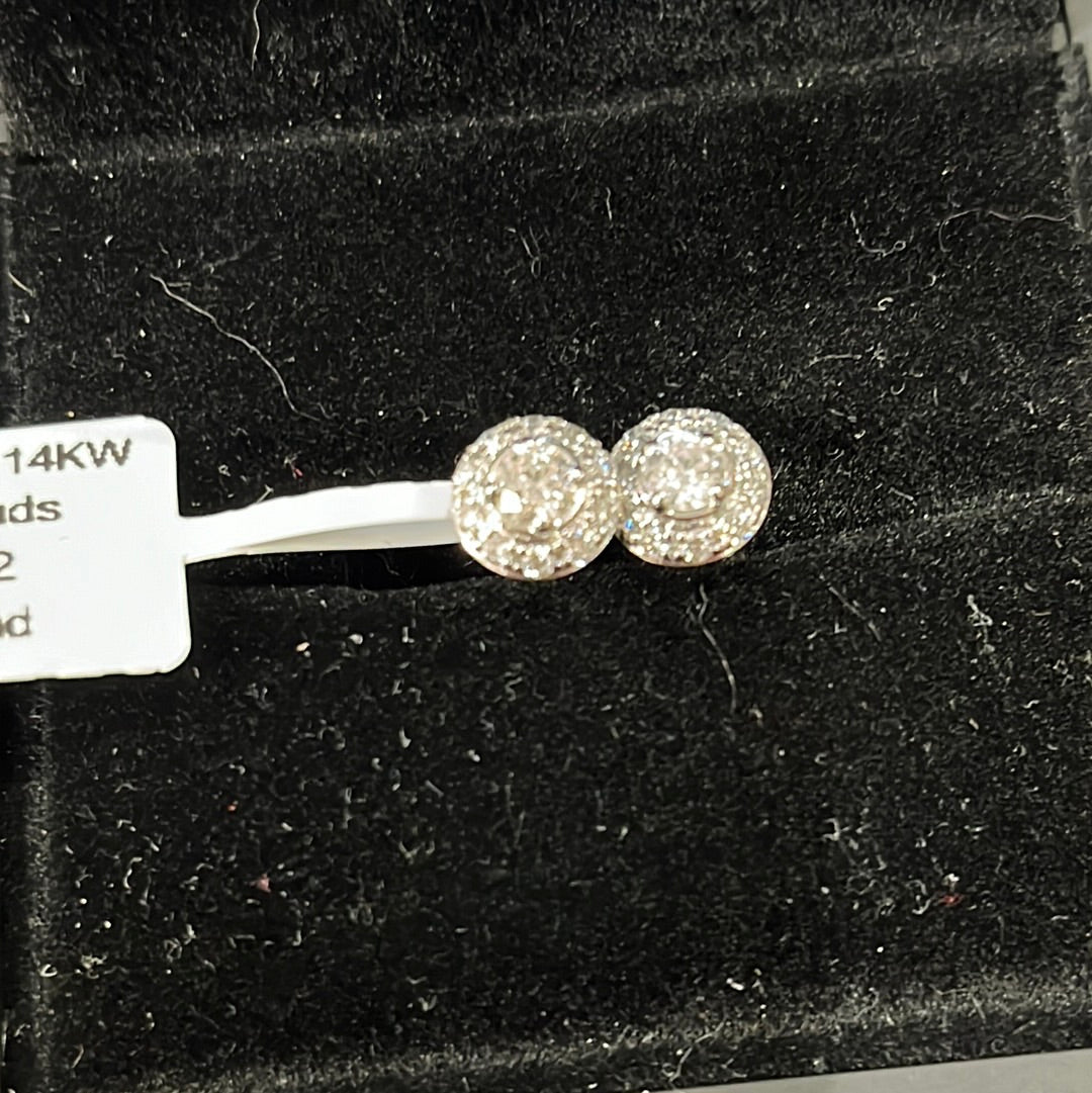 0.20ct Halo Studs - 14KW - 0.95ctw GH/SI2 - Natural diamond - 34313