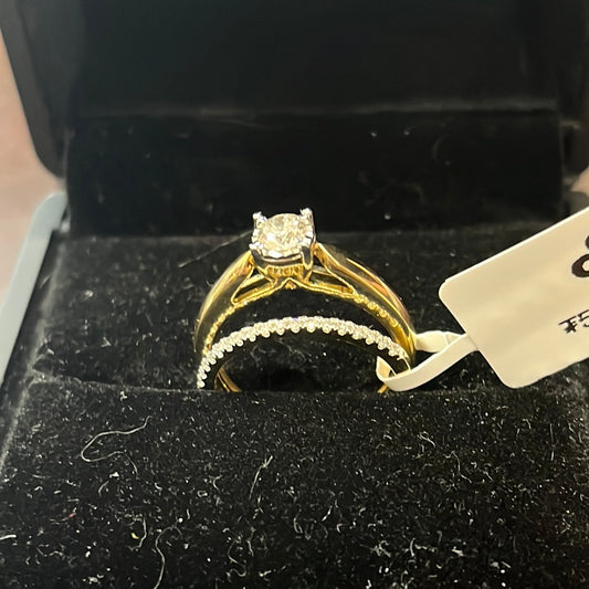 0.30ct bridal set - 10KY - 0.80ctw GH/SI2 #7 - Natural diamond - 34419